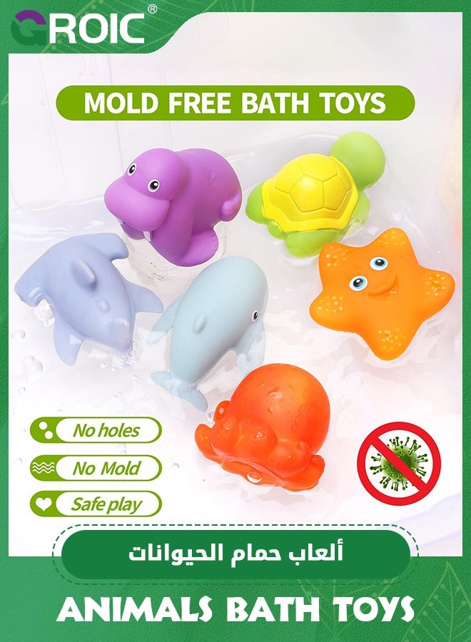 GROIC 6 قطع من ألعاب الاستحمام الخالية من قوالب الحيوانات البحرية للأطفال الرضع والأطفال الصغار، مجموعات ألعاب الحمام بدون فتحات للمحيط للأطفال، ألعاب الحمام، ألعاب حوض الاستحمام للرضع - Image 4