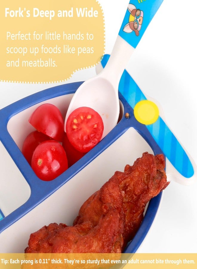 PHEENOWL طبق أطفال على شكل طائرة من PHEENOWL - أطباق وأواني طعام مرحة، أدوات مائدة على شكل طائرة، خالية من مادة BPA، مناسبة للأطفال الذين يصعب إرضاؤهم، مجموعة أدوات عشاء، هدايا للأولاد الصغار (مجموعة من 3 قطع) - Image 5
