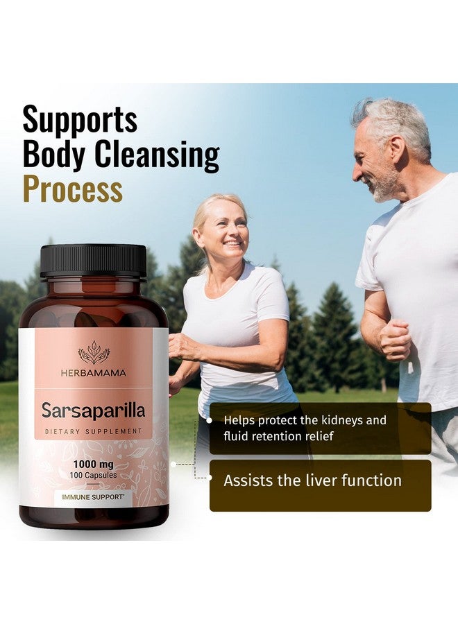 HERBAMAMA Sarsaparilla Root Capsules Organic Sarsaparilla Root Powder Pills Smilax Medica Herb Supplement 1000Mg 100 Caps - Image 5