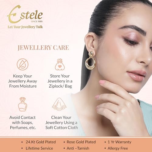 Estele Jewellery Fashion Stud Earrings for Girls and Women- Gold Plated Stylish & Graceful Demifine Drop Earrings- Enduring and Adaptable for Girls and Women-803/725-YL ER - Image 4