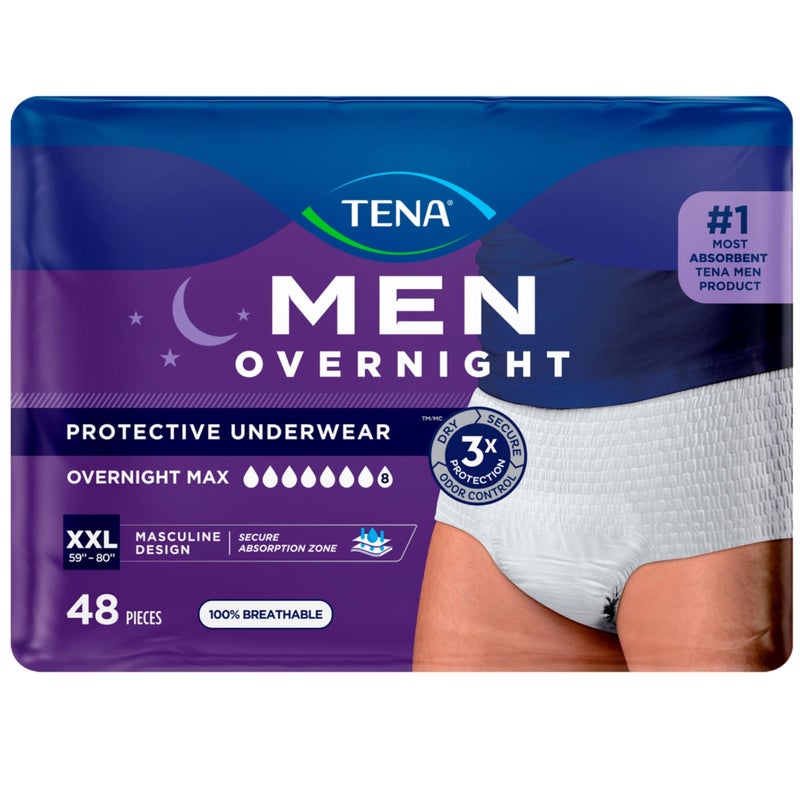 Tena Men Protective Incontinence Underwear for Men Overnight Max Absorbency XXL 48 Count Waist Size 55in66in - Image 3