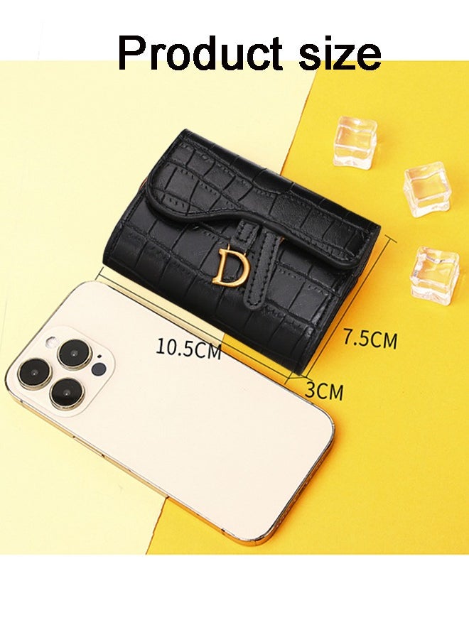HDWISS Women's Card Bag, Credit Card Driver's License Holder Fashionable Leather Crocodile Pattern Multiple Card Slots Large Capacity Card Holder(Black)  - Image 2