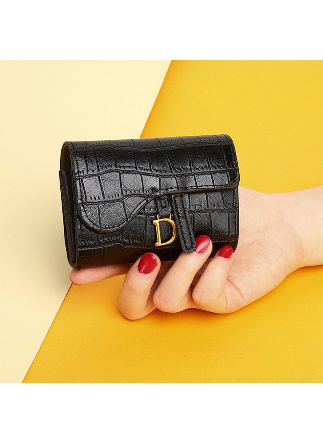 HDWISS Women's Card Bag, Credit Card Driver's License Holder Fashionable Leather Crocodile Pattern Multiple Card Slots Large Capacity Card Holder(Black)  - Image 5