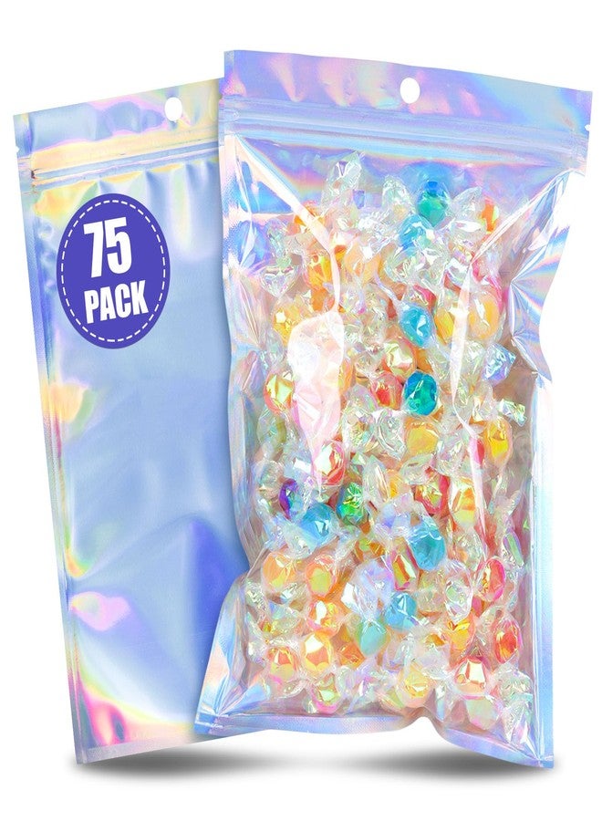VGOODALL 75PCS Mylar Bags, 6 x 9 Inch Resealable Foil Pouch Smell Proof Holographic Freshie for Party Favor Food Storage - Image 1
