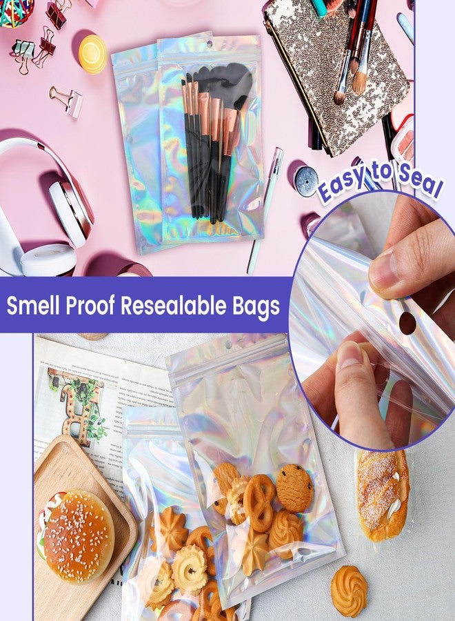VGOODALL 75PCS Mylar Bags, 6 x 9 Inch Resealable Foil Pouch Smell Proof Holographic Freshie for Party Favor Food Storage - Image 4