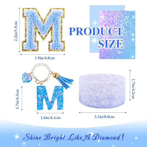 Lingdeer Blue Cup Accessories Set for Stanley 30OZ & 40OZ Tumbler with Handle, Letter Charms, Bow & Diamond Straw Covers, Glitter Silicone Boot, Personalized Sticker for Stanley Cup Accessories (M) - Image 2
