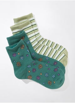 AE Daisy Striped Boyfriend Sock 2-Pack