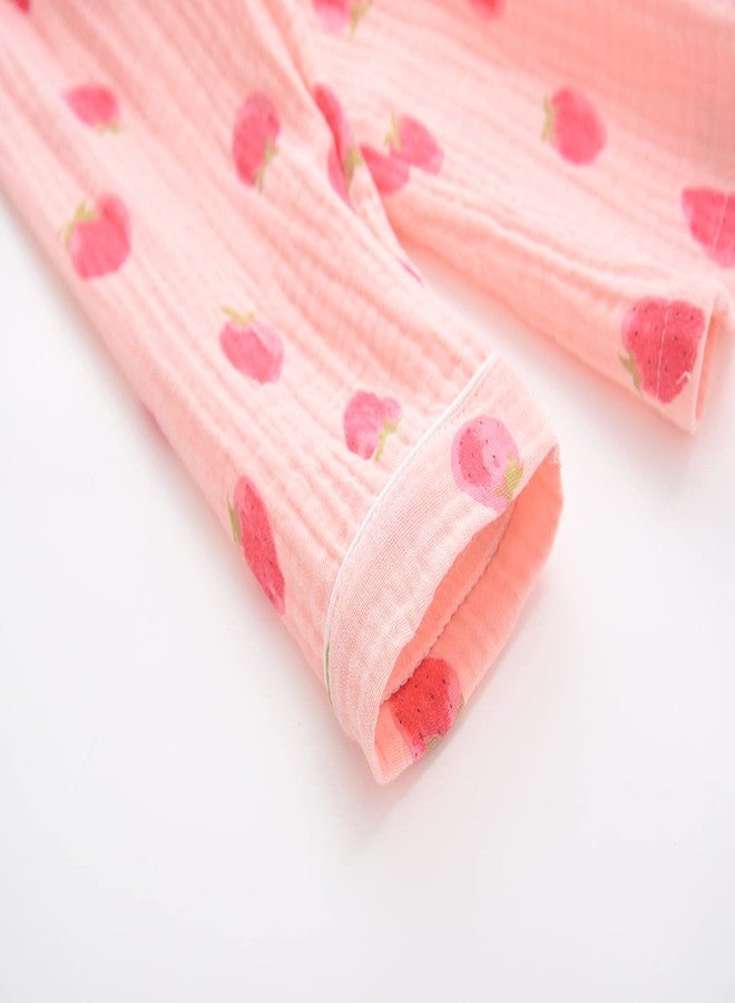 ACESTAR Toddler Baby Girl Pajama Set, Boys Long Sleeve 100% Cotton Sleepwear 2 Piece Pjs Set for Kid - Button Down Loungewear (Pink Strawberry, 5T) - Image 5