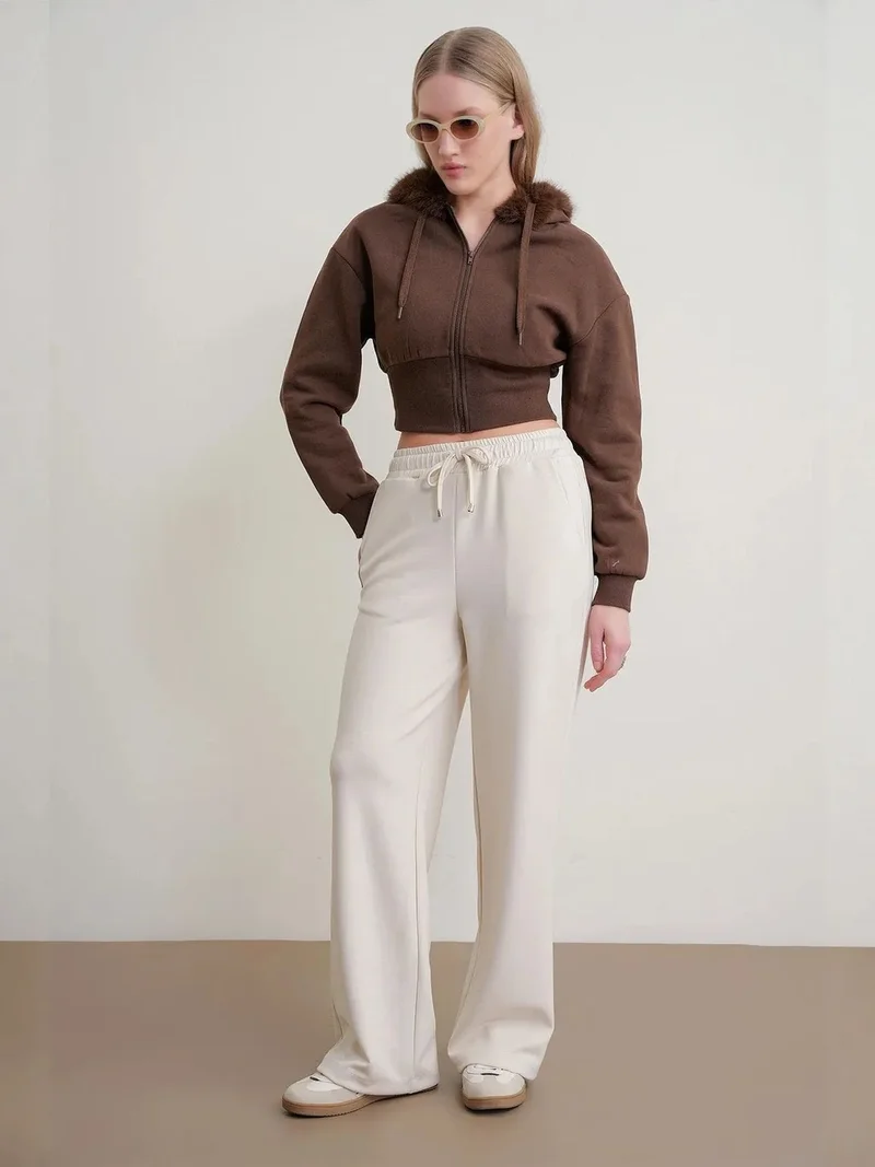 ميكسراي MIXRAY High Waist Pull On Straight Leg Pants with Pockets