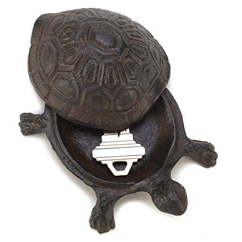 Accent Plus Gifts & Decor Garden Decoration Turtle Cast Iron Key Hider Stone - Image 1