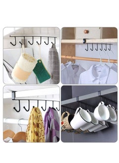 Y&D Adhesive Cup Holder Under Cabinet - 2pcs 6-Hook Mug Hanger,Nail Free Coffee Cups Holder,Kitchen Utensil Storage Ties Belts Scarf Hanging Hooks Rack (2 Pack Black)  - Image 5