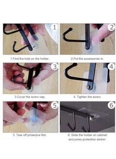 Y&D Adhesive Cup Holder Under Cabinet - 2pcs 6-Hook Mug Hanger,Nail Free Coffee Cups Holder,Kitchen Utensil Storage Ties Belts Scarf Hanging Hooks Rack (2 Pack Black)  - Image 4
