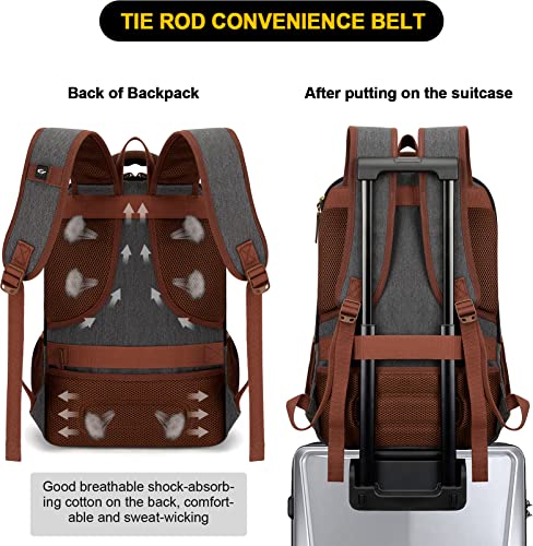 Tzowla Canvas Laptop Backpack, Bag for Men Women,Travel Work Rucksack Fits 15.6 Inch Laptop, Bookbag with USB Charging Port - Image 4
