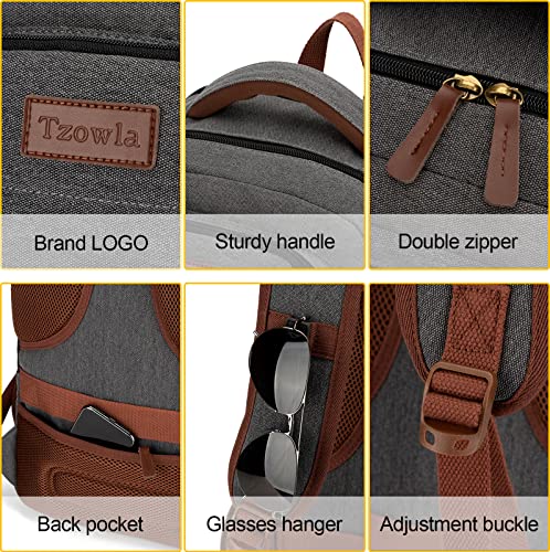 Tzowla Canvas Laptop Backpack, Bag for Men Women,Travel Work Rucksack Fits 15.6 Inch Laptop, Bookbag with USB Charging Port - Image 5