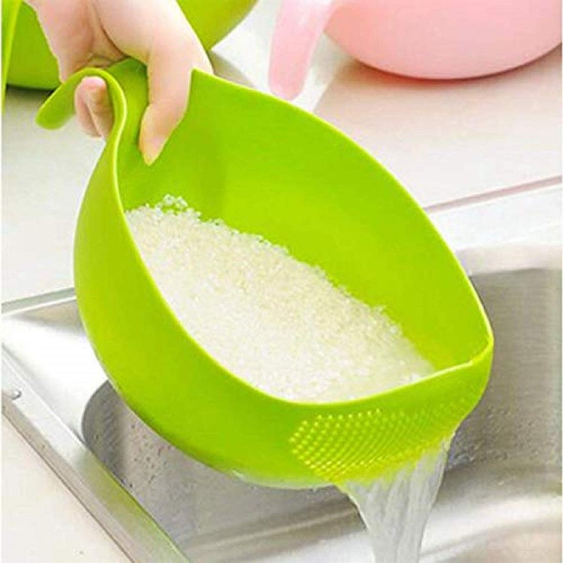 NEWON Plastic Rice Fruits Vegetable Noodles Pasta Washing Bowl and Strainer for Storing and Straining (Multi Colour) (Pack of 1) - Image 1