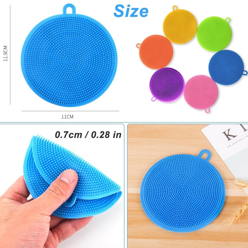 EXPORTTANZA W Silicone Sponge 5 Pack Plus Bonus Food Grade Reusable Sponges for Dishes Dishwasher Safe Heat Resistant and Without BPA Double Sided Silicon Brush Dish Scrubber 5 Colors - Image 4