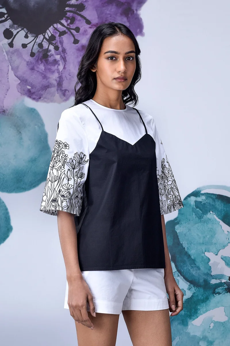 Genes Lecoanet Hemant Black White Layered Relax Fit Top