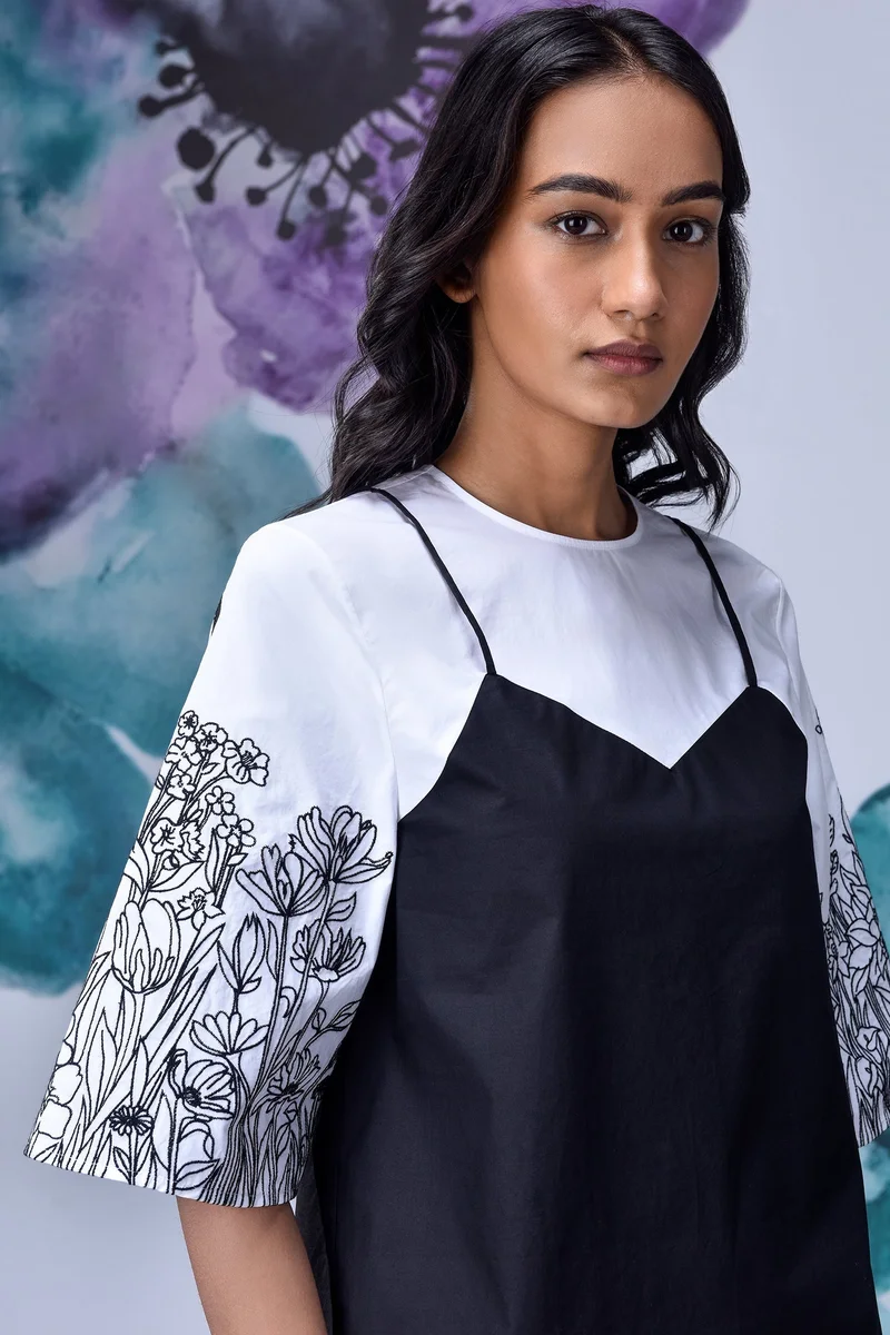 Genes Lecoanet Hemant Black White Layered Relax Fit Top