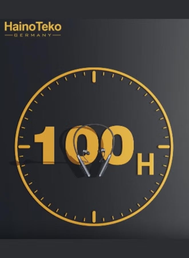 هينو تيكو سماعة هاينو تيكو ألمانيا ANC-15 بلوتوث للرقبة، موسيقى تدوم 100 ساعة بجودة صوت جهير عالية، ميكروفون فائق الوضوح، خاصية إلغاء الضوضاء النشطة، لون أسود - Image 4