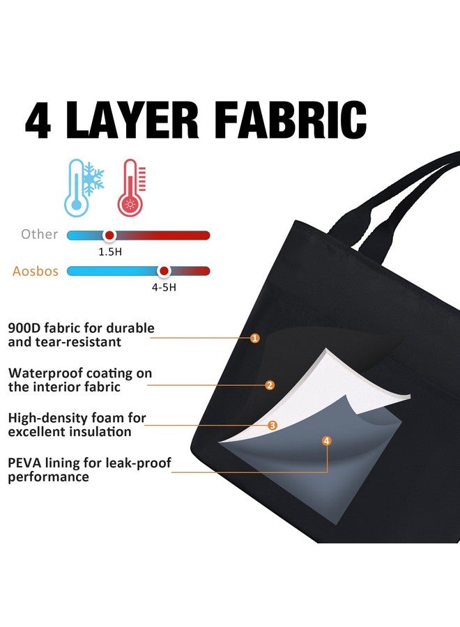 Aosbos Aosbos Lunch Bags for Women Insulated Food Tote Bag Cooler Box Adult Men Kids (Black)  - Image 4