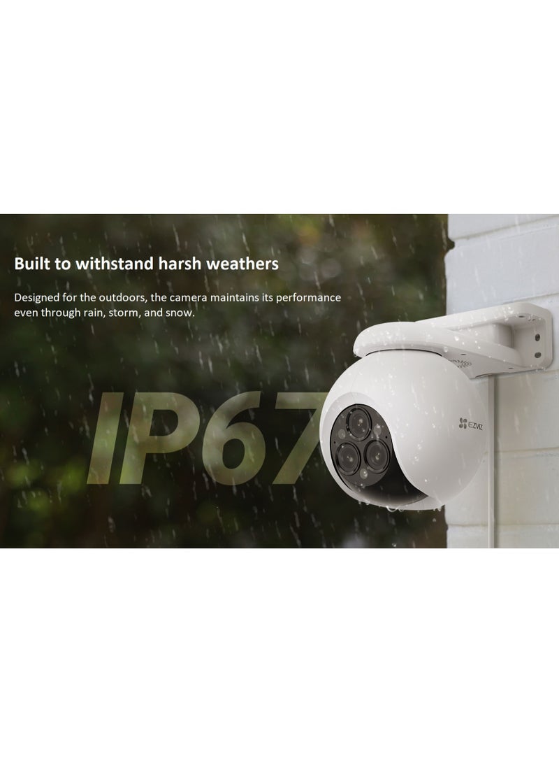 EZVIZ H80f Multi 2K⁺ Wi-Fi Camera, Triple-Lens PTZ (2.8mm + 6mm + 12mm), 12× Hybrid Zoom, 360° Auto-Tracking, AI Human/Vehicle Detection, Color Night Vision (30m), Dual Alerts, 2-Way Audio, Strobe Light & Siren, IP67 Weatherproof, 512GB microSD Support, Alexa & Google Assistant Compatible - Image 5