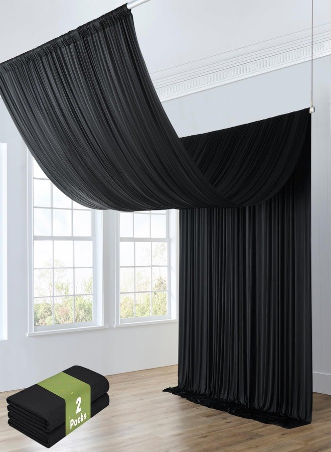 Htper 10ft x 20ft Black Ceiling Drapes for Wedding Parties, Wrinkle Free Thick Polyester 20ft Extra Long Tent Canopy Draping Black Ceiling Curtains Arch Drapery for Birthday Party Decor - Image 1