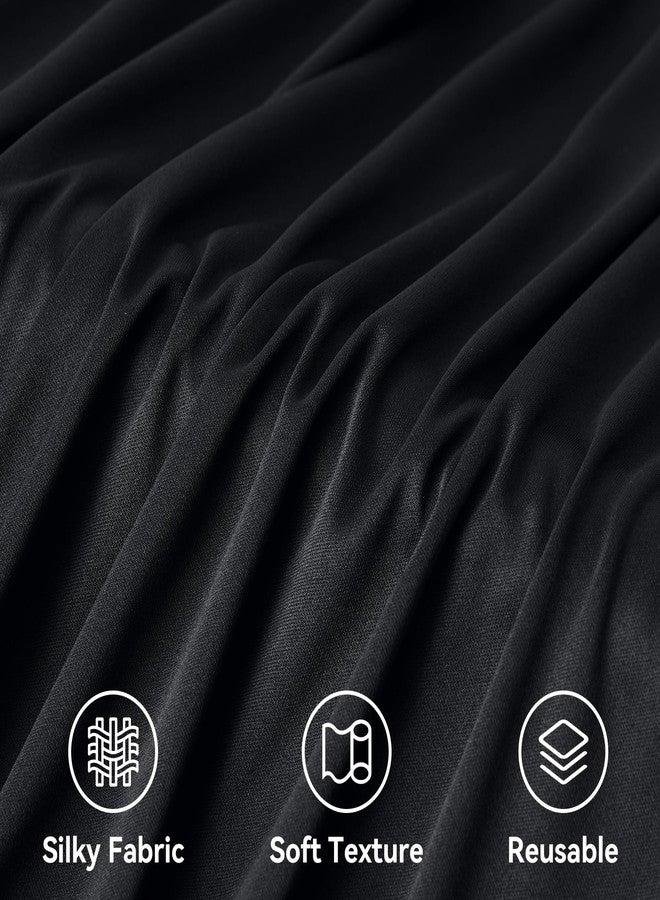 Htper 10ft x 20ft Black Ceiling Drapes for Wedding Parties, Wrinkle Free Thick Polyester 20ft Extra Long Tent Canopy Draping Black Ceiling Curtains Arch Drapery for Birthday Party Decor - Image 4