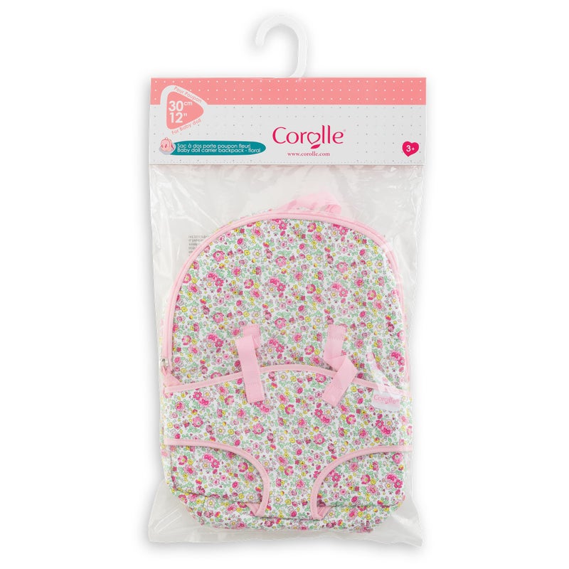 Corolle Backpack Baby Doll Carrier for 12 Inch Dolls - Toddler Baby Doll Carrier for Little Girls Age 1-3, Adjustable Straps with Zippered Storage, Hands-Free Play, Pink - Image 2