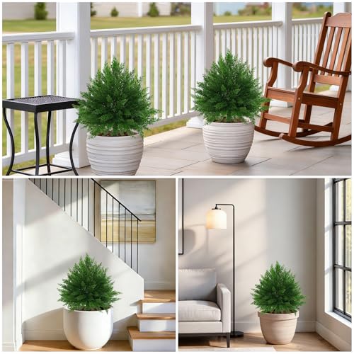 Grooy Artificial CedarTopiary Bushes for Outdoors with Spike, Set of 2 Cypress Topiary Trees with UV Resistant, Outdoors Fake Shrubs Faux Plants for Front Porch Indoor Outdoor Decor - Image 4