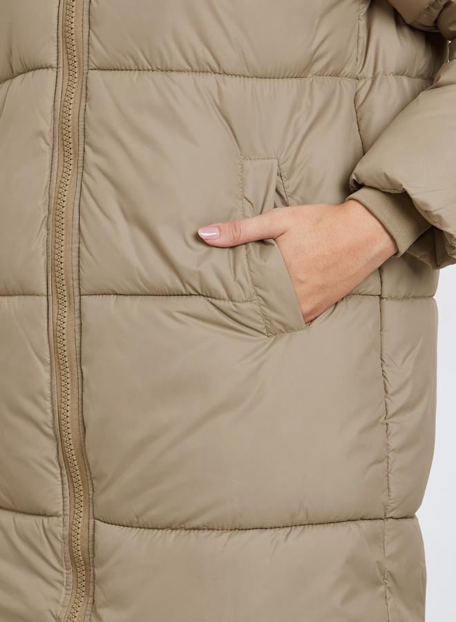 ستايلي معطف مبطن واسع بجيوب جانبية - Image 3