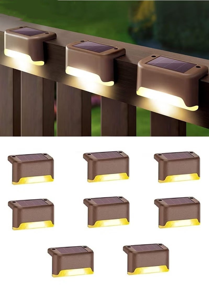 XiuWoo 8 Pack Waterproof LED Solar Deck Light Decor Solar Lights, for Patio Pool Stairs Step and Pathway, Weatherproof LED Deck Lights Solar Powered Outdoor Lights, Brown - Image 1