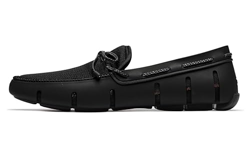 SWIMS أحذية لوفر للرجال من SWIMS، أحذية مصنوعة من الأربطة للرجال، لوفر شاطئي غير رسمي، حذاء صيفي مريح، أحذية مشي خفيفة أنيقة (أسود، 10) - Image 1