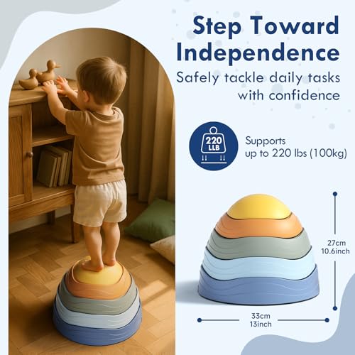 Lehoo Castle Stepping Stones for Kids, Non-Slip Toddler Stepping Stones, Indoor & Outdoor Sensory Toys for Toddlers 1-3, Balance Board Obstacle Course for Kids 3-5 - Image 5
