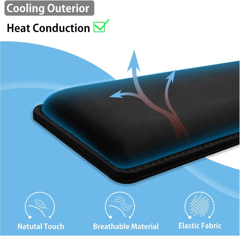 Faluber Cooling Gel Wrist Rest Pad -Full Size- Memory Foam Palm Rest with Non-Slip Footpad - Ergonomic Design - Keyboard Accessory Gaming Gear (Large-Full Size) - Image 5