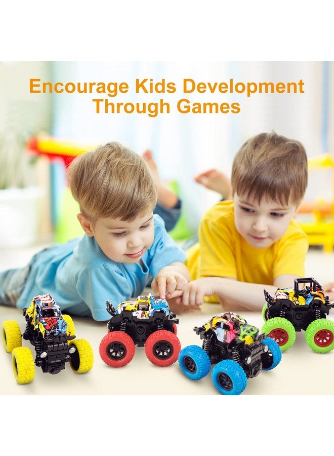 أم سانميرسن شاحنات وحشية للأولاد، مجموعة من 4 سيارات تعمل بالاحتكاك، سيارات دوارة 360 درجة، هدايا حفلات أعياد الميلاد والكريسماس للأولاد والبنات - Image 3