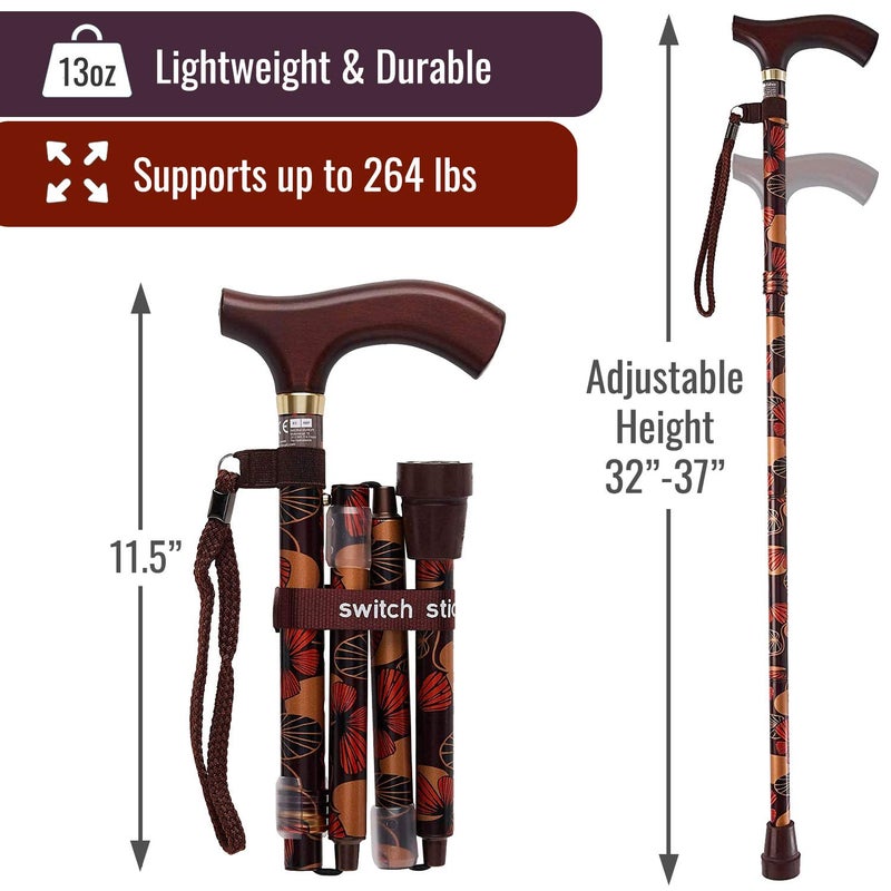 Switch Sticks Aluminum Adjustable Folding Cane and Walking Stick collapses and adjusts from 32 to 37 inches, Mimi - Image 4