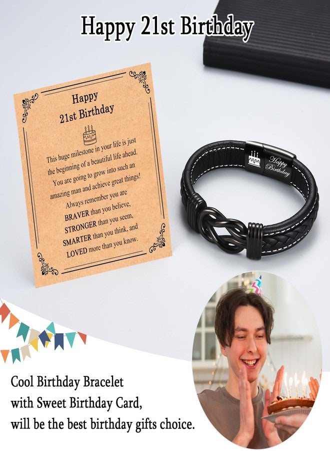 FIEEFX 21st Birthday Gifts for Him 21 Year Old Birthday Gifts for Him Cool 21st Birthday Learther Bracelet Gifts Ideas for 21 Year Old Male Boyfriend Son Brother Grandson Nephew Friend - Image 4
