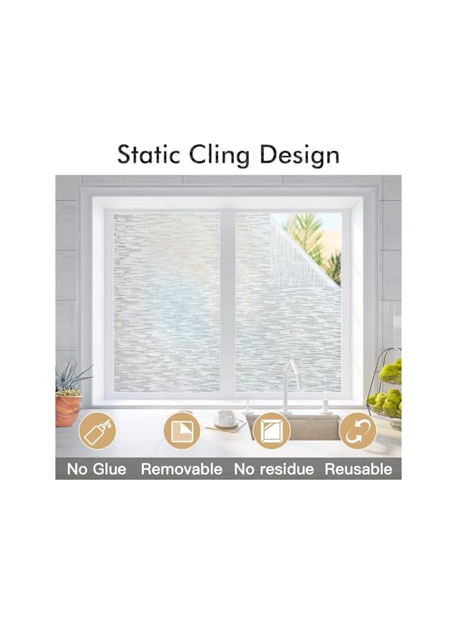 The Bros Window Privacy Film, Frosted Glass Static Cling, Non-Adhesive Frost Vinyl Glass Door Coverings Static Cling UV Blocking, Decorative Decals Frosting Cling for Home Office, 17.5" x 78.5" - Image 3