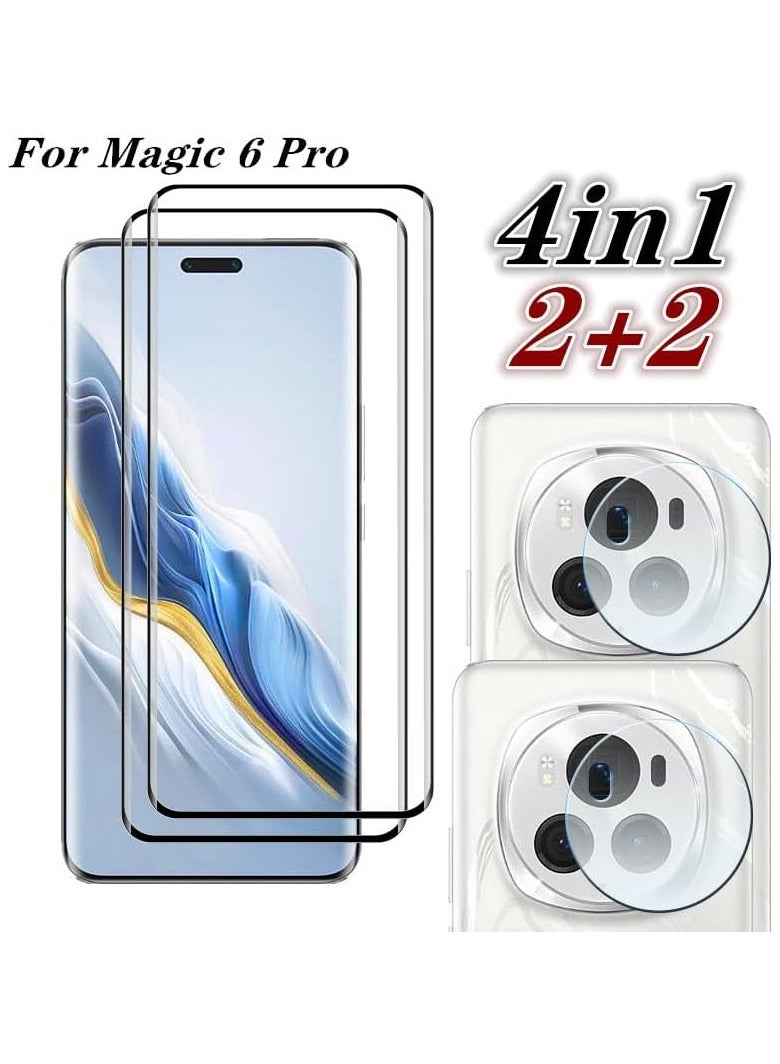 general 2+2 Pack Compatible with Honor Magic 6 Pro 5G Screen Protector with Camera Lens Protector,Full Coverage Tempered Glass Film,HD Clear Scratch Resistant Screen Protector - Image 2