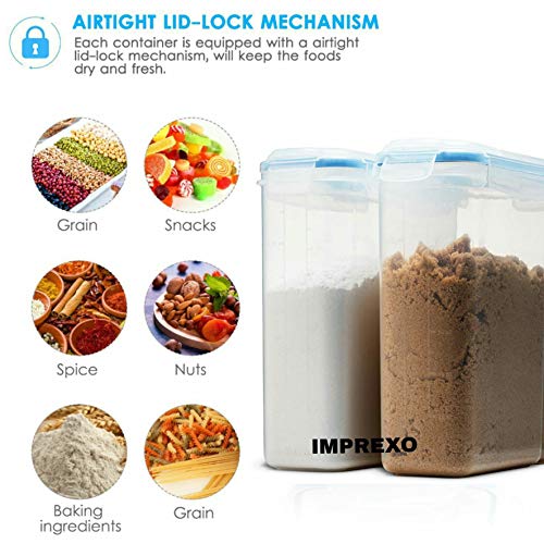 IMPREXO Airtight Containers Storage for Fridge Kitchen Jars and Containers Stackable/Dal/Flour/Snacks/Atta Plastic Boxes for Storage Containers, 1550 ml (Pack of 4) - Image 5