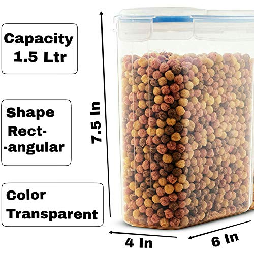 IMPREXO Airtight Containers Storage for Fridge Kitchen Jars and Containers Stackable/Dal/Flour/Snacks/Atta Plastic Boxes for Storage Containers, 1550 ml (Pack of 4) - Image 3