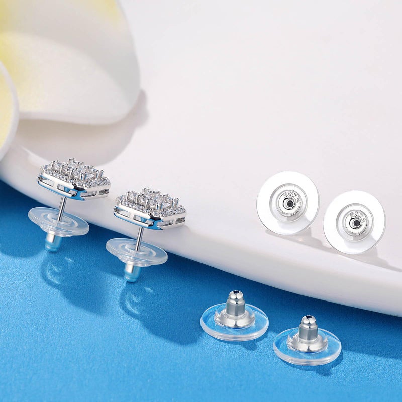 Moconar 3 Pairs Locking Earring Backs for Studs Heavy Droopy Earrings - 925 Sterling Silver 18K White Gold Plated Secure Earring Backings Replacements, Hypoallergenic Comfortable Gold - Image 2