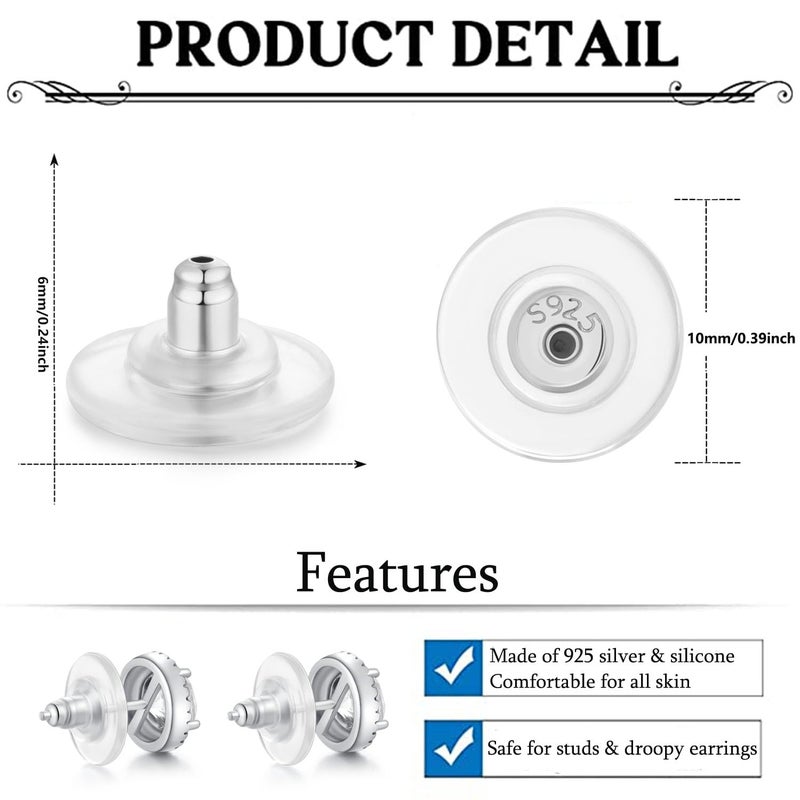 Moconar 3 Pairs Locking Earring Backs for Studs Heavy Droopy Earrings - 925 Sterling Silver 18K White Gold Plated Secure Earring Backings Replacements, Hypoallergenic Comfortable Gold - Image 4