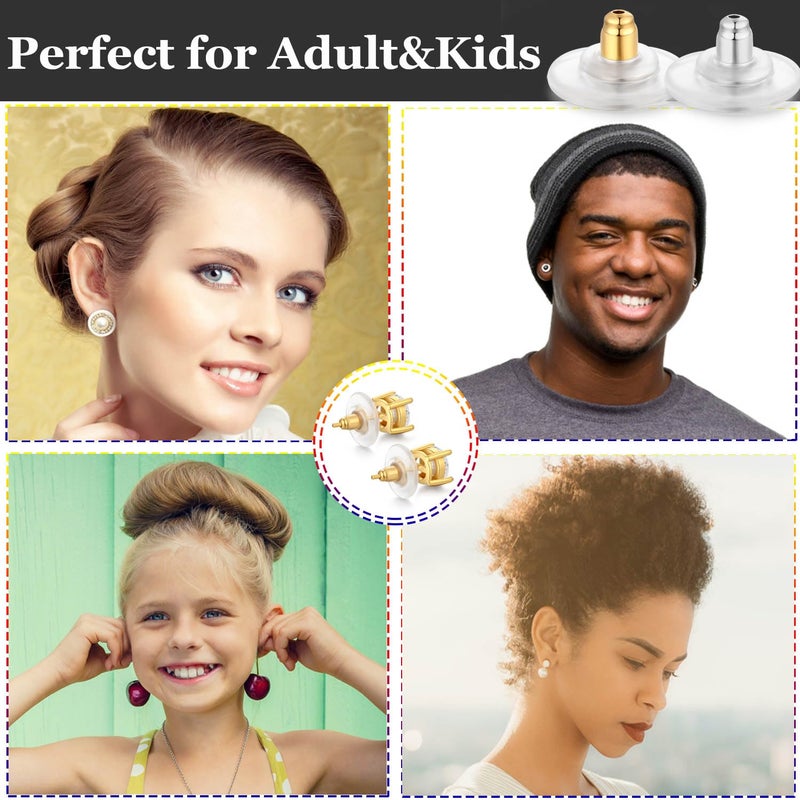 Moconar 3 Pairs Locking Earring Backs for Studs Heavy Droopy Earrings - 925 Sterling Silver 18K White Gold Plated Secure Earring Backings Replacements, Hypoallergenic Comfortable Gold - Image 5