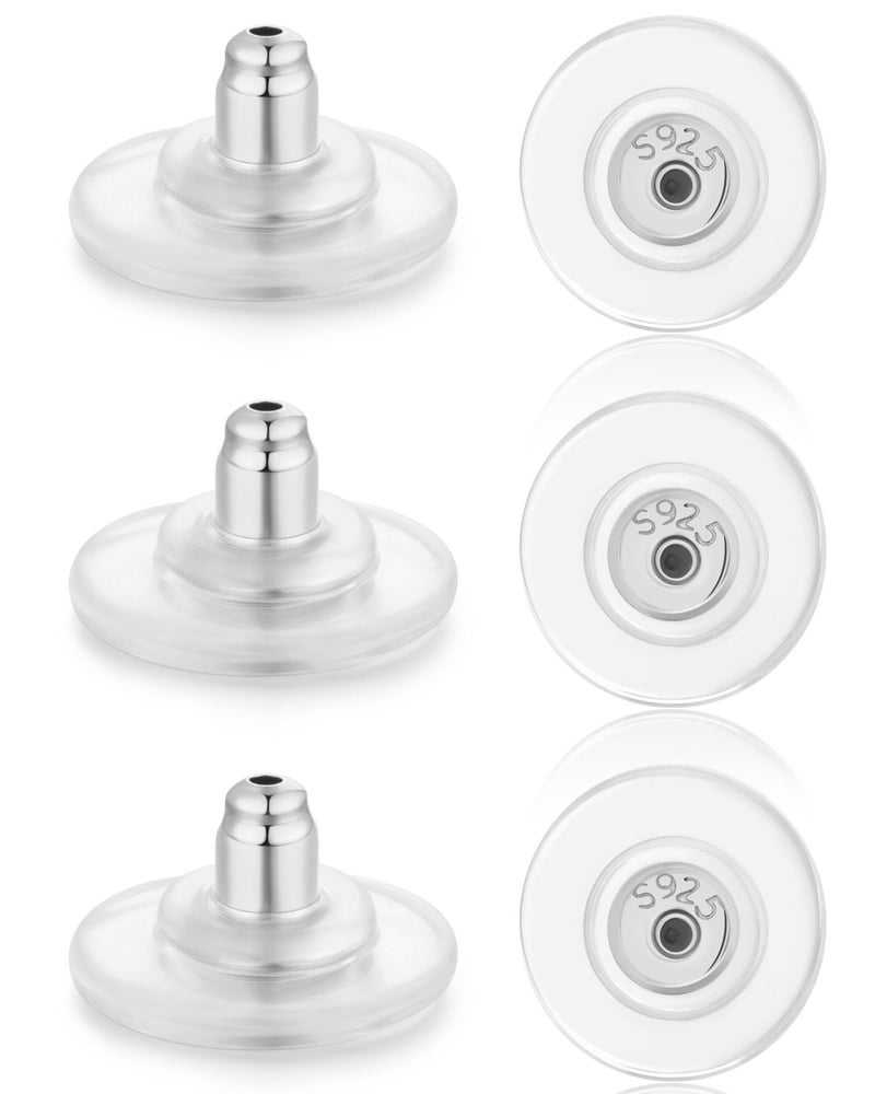 Moconar 3 Pairs Locking Earring Backs for Studs Heavy Droopy Earrings - 925 Sterling Silver 18K White Gold Plated Secure Earring Backings Replacements, Hypoallergenic Comfortable Gold - Image 1