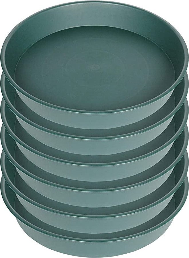 Bleuhome 6 Pack Plant Saucer Tray Green, 4 6 8 10 12 13 15 17 19 inch Pot Saucers, Heavy Duty Plastic Plant Saucers for Indoors, Plant Drip Tray, Plant Trays for pots Planter (6", Green) - Image 1