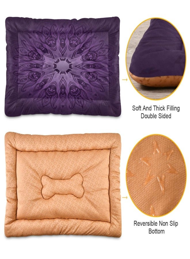 KEEPREAL Purple Mandala Dog Bed Cat Bed, Rectangle Comfortable Pet Bed, Ultra Soft Calming Dog Bed for Small Medium Dogs, 24x18in - Image 2