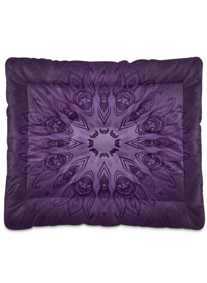 KEEPREAL Purple Mandala Dog Bed Cat Bed, Rectangle Comfortable Pet Bed, Ultra Soft Calming Dog Bed for Small Medium Dogs, 24x18in - Image 1
