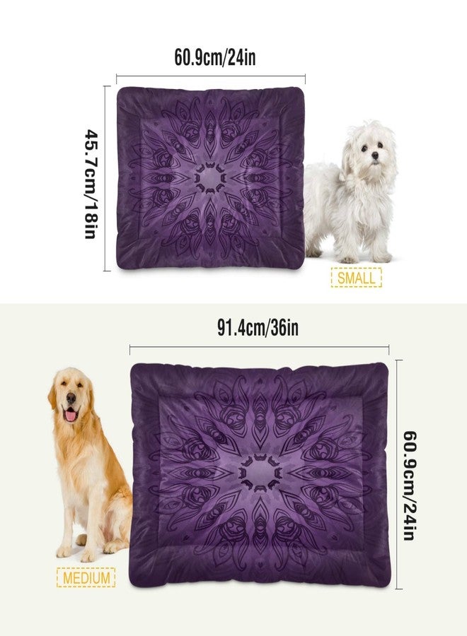 KEEPREAL Purple Mandala Dog Bed Cat Bed, Rectangle Comfortable Pet Bed, Ultra Soft Calming Dog Bed for Small Medium Dogs, 24x18in - Image 3