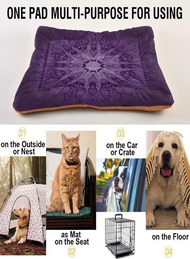 KEEPREAL Purple Mandala Dog Bed Cat Bed, Rectangle Comfortable Pet Bed, Ultra Soft Calming Dog Bed for Small Medium Dogs, 24x18in - Image 5